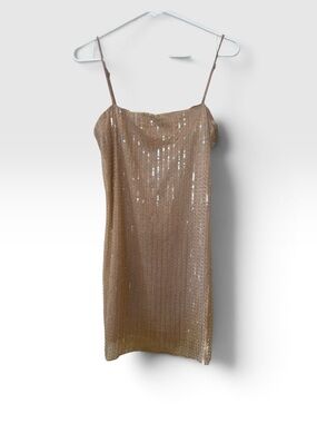 Sequin Slip Dress - Gold